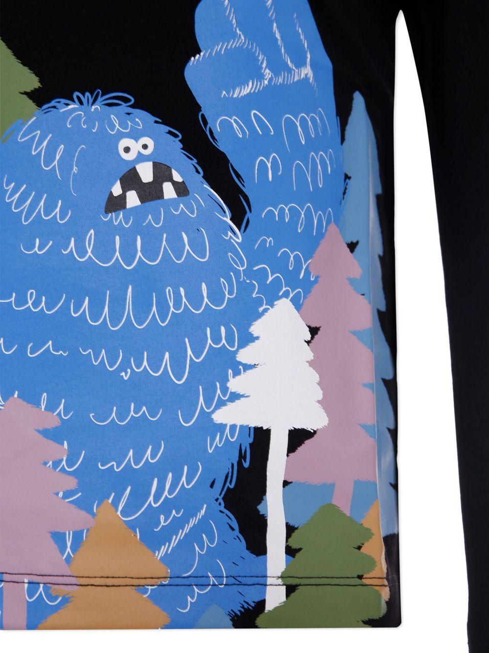 T-shirt per bambino Stella McCartney Kids nera con grafica Bigfoot TX8Q70 Z0434 930 STELLA McCARTNEY KIDS 