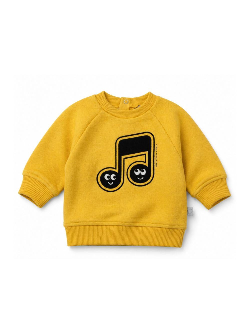 Felpa per neonati Stella McCartney Kids gialla con stampa nota musicale TY4530 Z0499 251 STELLA McCARTNEY KIDS 