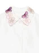 Cappotto per bambina Simonetta bianco sporco con appplicazioni floreali SY2A17 S0251 102MC SIMONETTA KIDS 