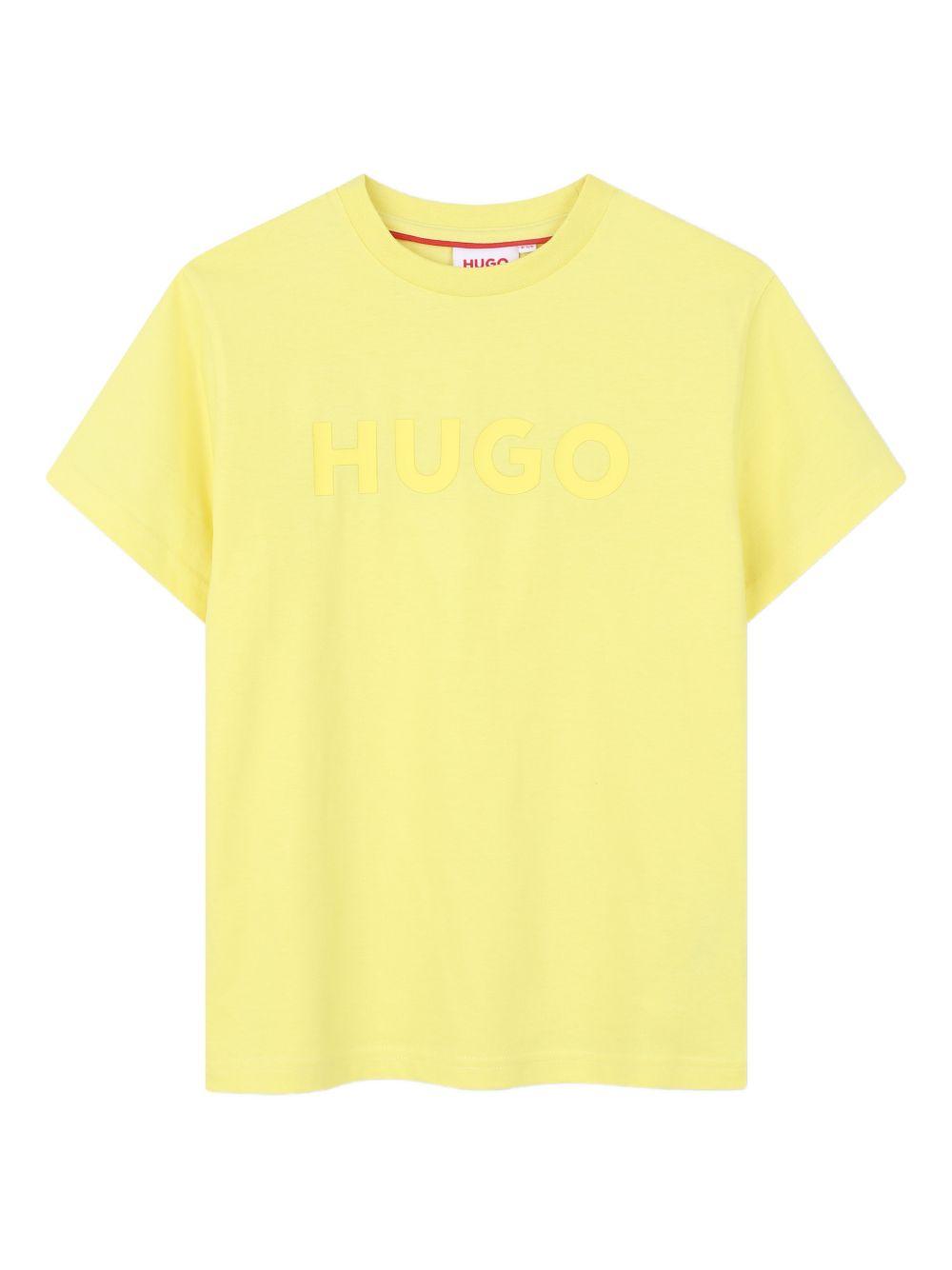 T-shirt per bambino Hugo Kids gialla con logo goffrato G01014 544 Hugo KIDS 