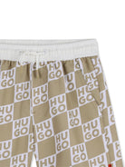 Costume da bagno per bambino Hugo Kids biege con stampa logo all-over G00979 23B Hugo KIDS 