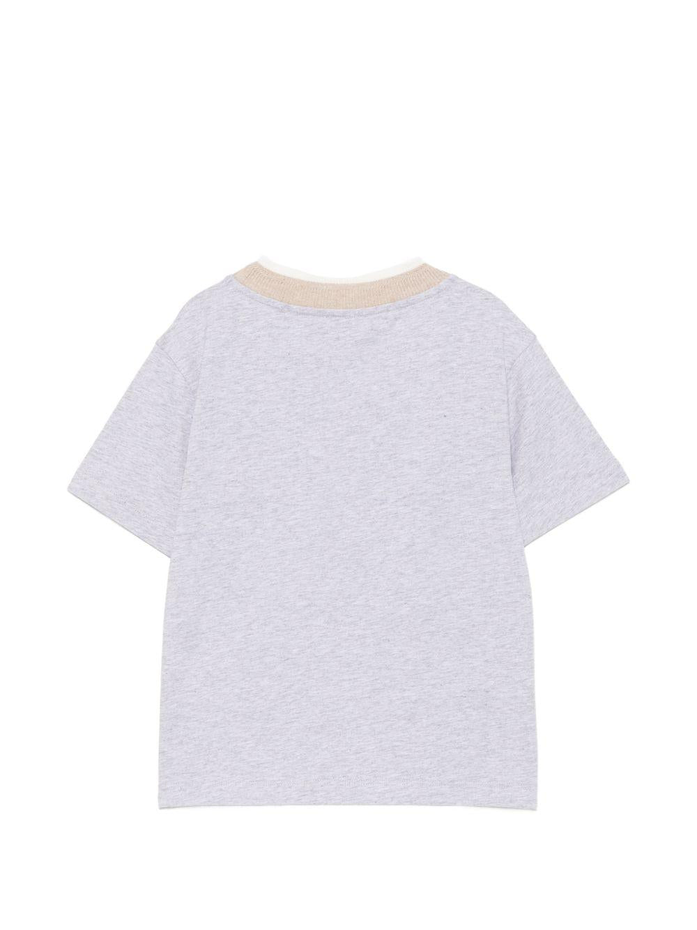 T-shirt per bambino Eleventy Kids grigia con girocollo a contrasto EZ8H11 Z3711 804 ELEVENTY KIDS 
