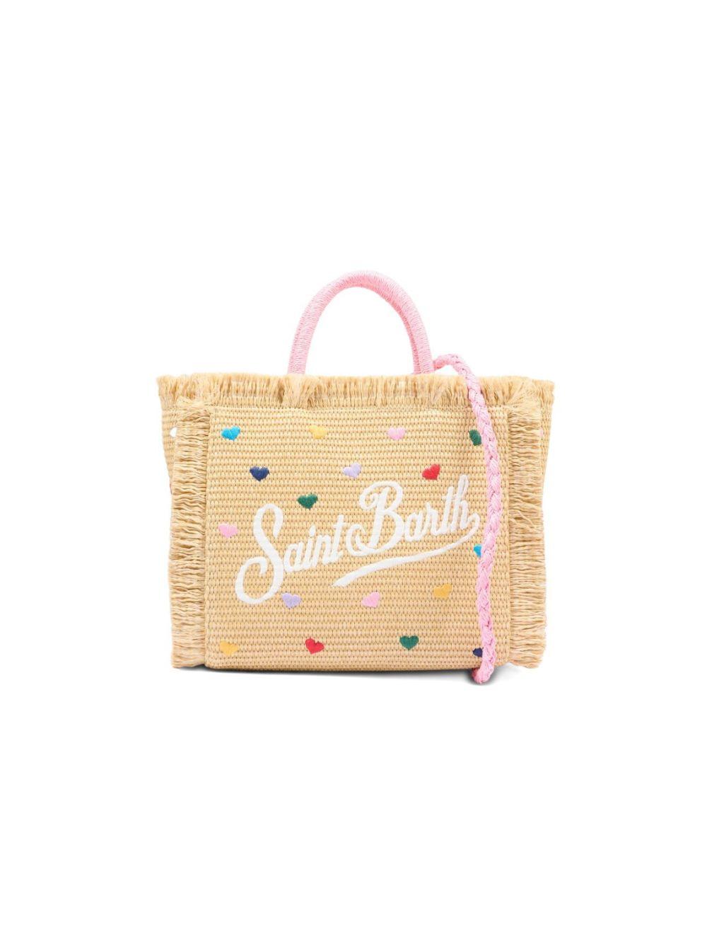 Borsa Colette MC2 Saint Barth beige con cuoricini ricamati all-over COL0017 00344L MC2 ST. BARTH KIDS 