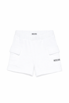 Shorts per neonato Moschino Kids bianchi con tasche applicate MUQ01VLCA88 10101 MOSCHINO KIDS 