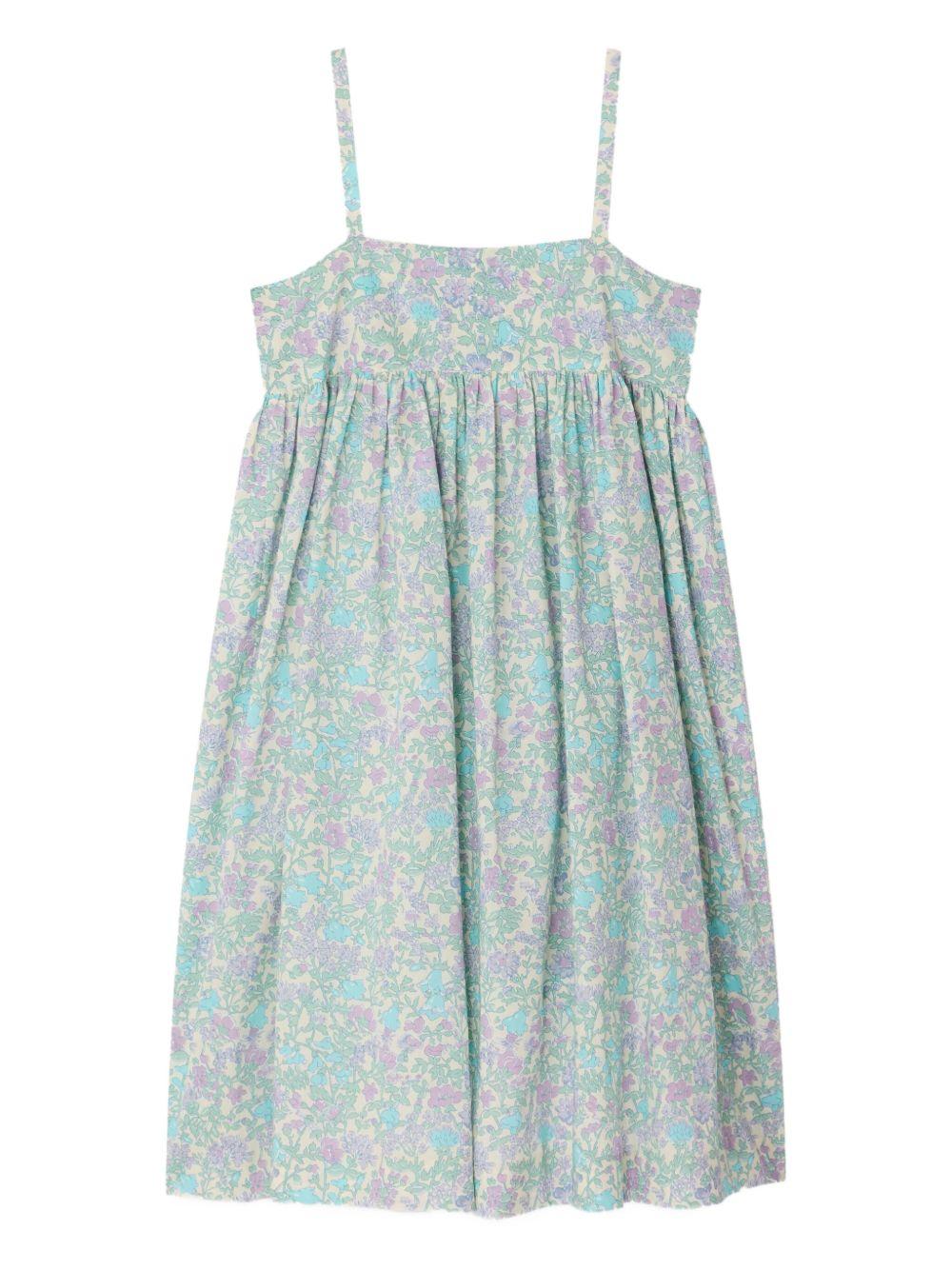 Abito per bambina Passion Bonpoint azzurro con motivo a fiori C06GDRW00001 556 BONPOINT KIDS 