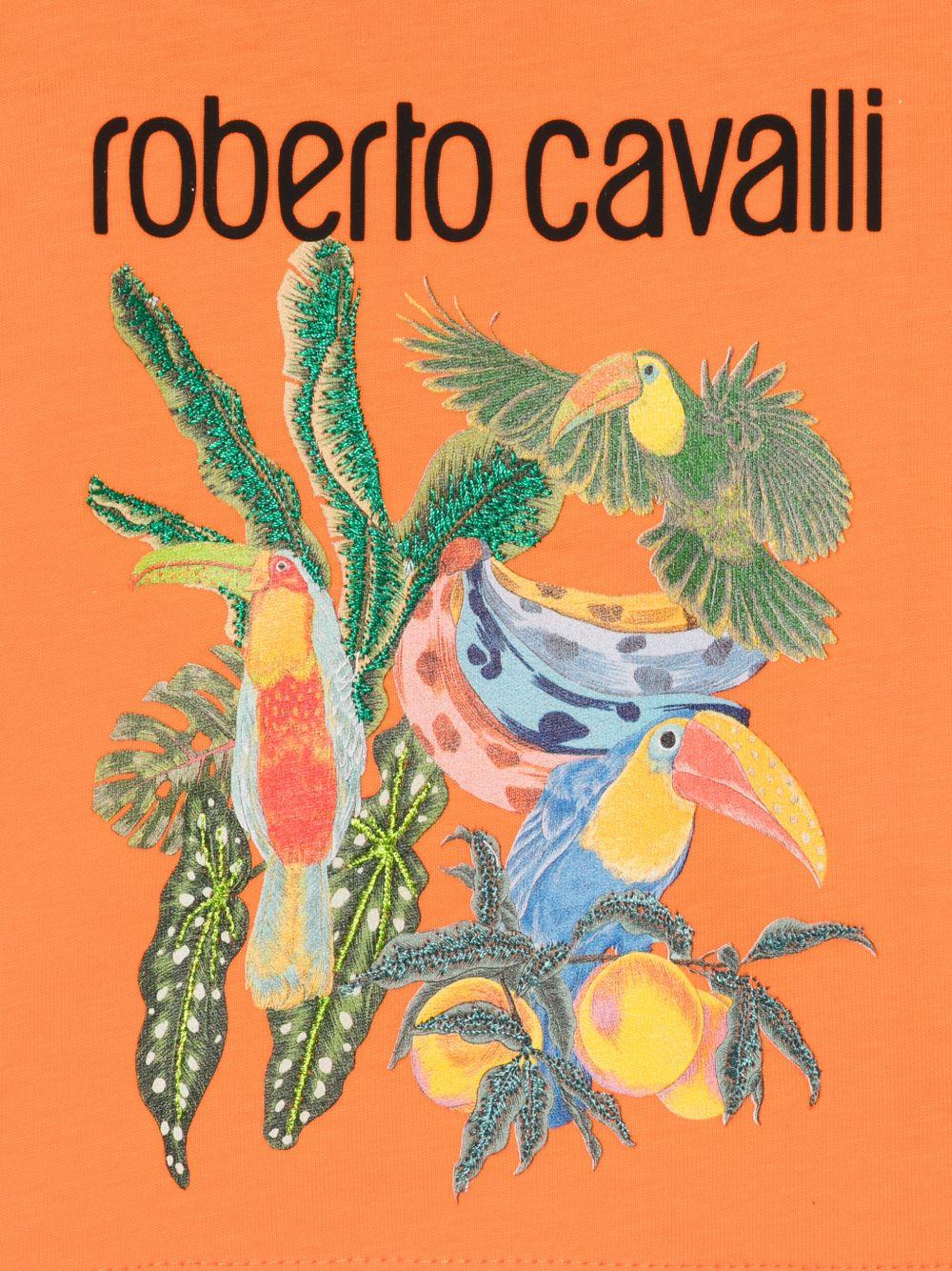 T-shirt per neonato Roberto Cavalli Kids arancione con stampa grafica tropicale CIP26083TS ORANGE BOP ROBERTO CAVALLI KIDS 