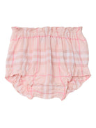 Set abito e culotte per neonata Burberry Kids rosa con motivo a quadri 8117519 A2217 BURBERRY KIDS 
