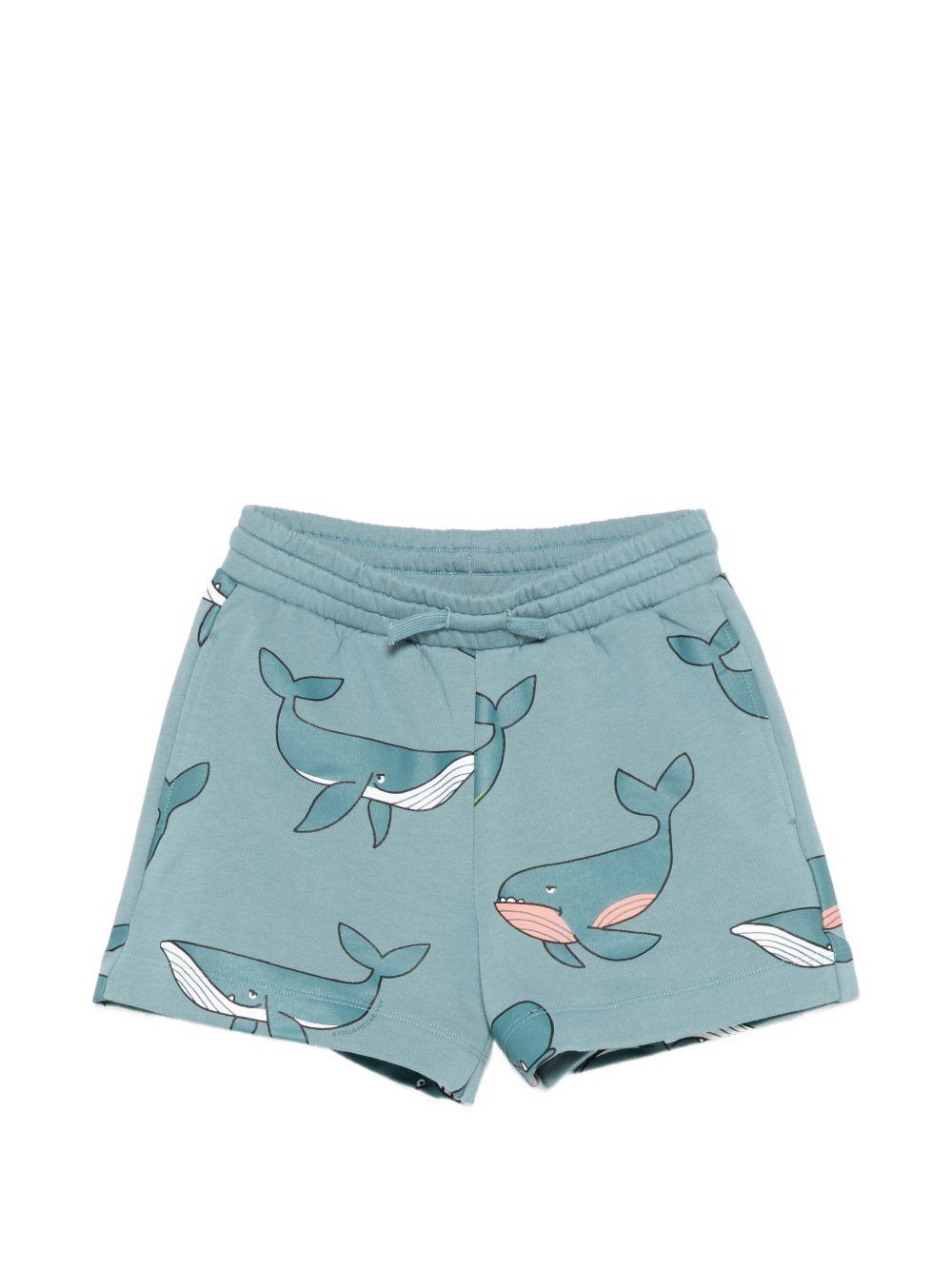 Shorts per bambino Stella McCartney Kids blu con stampa balene all-over TY6Q39 Z3507 642MC STELLA McCARTNEY KIDS 