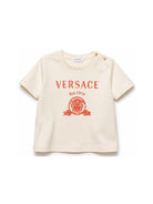 T-shirt per neonati Versace Kids beige con logo sul davanti 10251541A18123 2YE00 VERSACE KIDS 