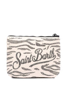 Pochette Aline Saint Barth animalier decorata con perline beige e marrone ALI0032 00271L MC2 ST. BARTH KIDS 