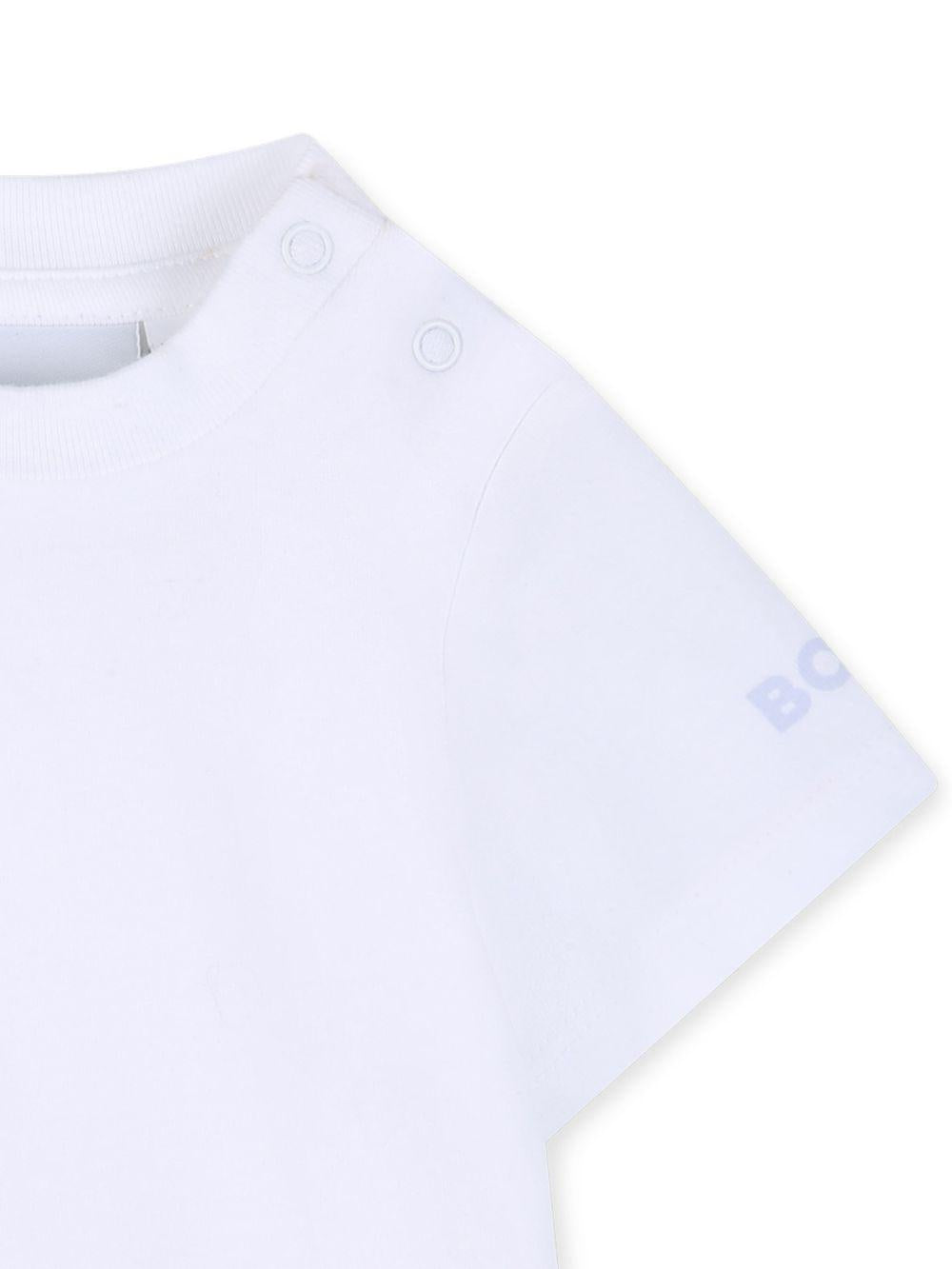 Set t-shirt e salopette per neonato Boss Kids multicolore con design a righe J53038 771 BOSS KIDS 