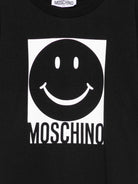 T-shirt per bambino Moschino Kids nero con stampa smiley HSM05GLAA01 60100 MOSCHINO KIDS 