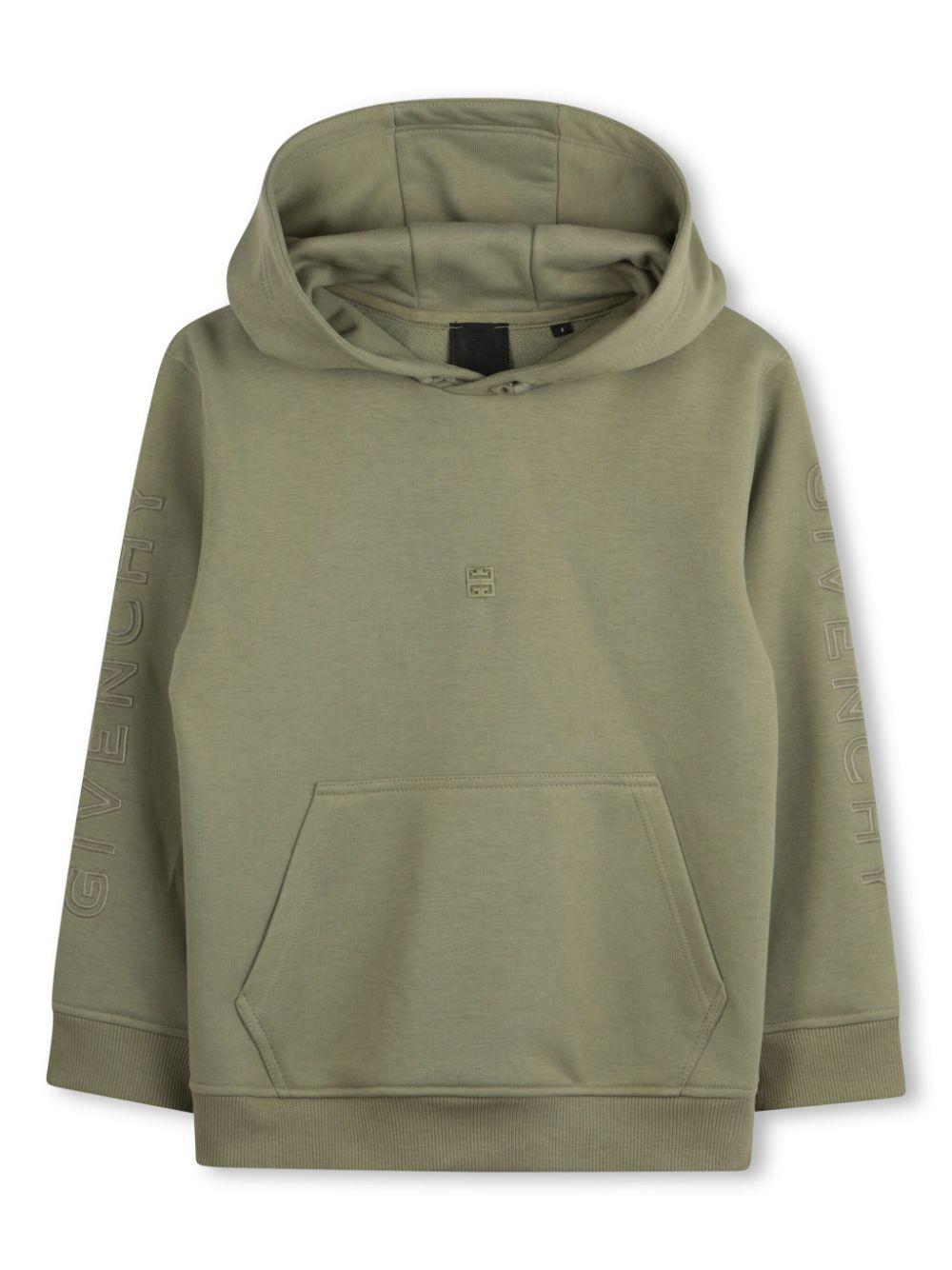 Felpa per bambino Givenchy Kids verde con cappuccio e motivo 4G H30701 634 GIVENCHY KIDS 