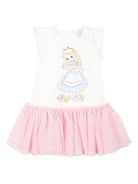 Abito in cotone per neonata Monnalisa bianco con stampa Alice 39E905 5002 9990 MONNALISA KIDS 