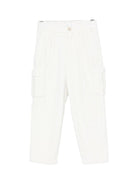 Pantaloni cargo per bambino Eleventy Kids bianchi con chiusura frontale con bottoni EX6P30 V0162 109 ELEVENTY KIDS 