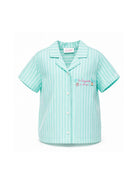 Camicia per bambina MC2 Saint Barth Kids azzurra con motivo a righe EVL0001 00898L MC2 ST. BARTH KIDS 