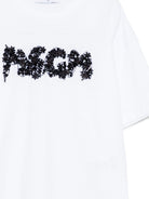 T-shirt per bambina MSGM Kids bianca con applicazione logo S6MSJGTH087 001 MSGM KIDS 
