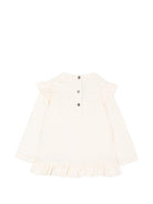T-shirt per neonata Balmain Kids bianca con dettagli con volant BZ8010 Z3672 102NE BALMAIN KIDS 