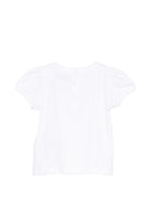 T-shirt per neonata Moschino Kids bianca con stampa Teddy Bear con cuore MLM02BLBA00 10101 MOSCHINO KIDS 