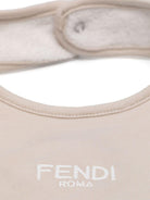Set tutina bavaglino e cappellino per neonati Fendi Kids beige con logo jacquard FF BUK115 AQT8 F19J5 FENDI KIDS 