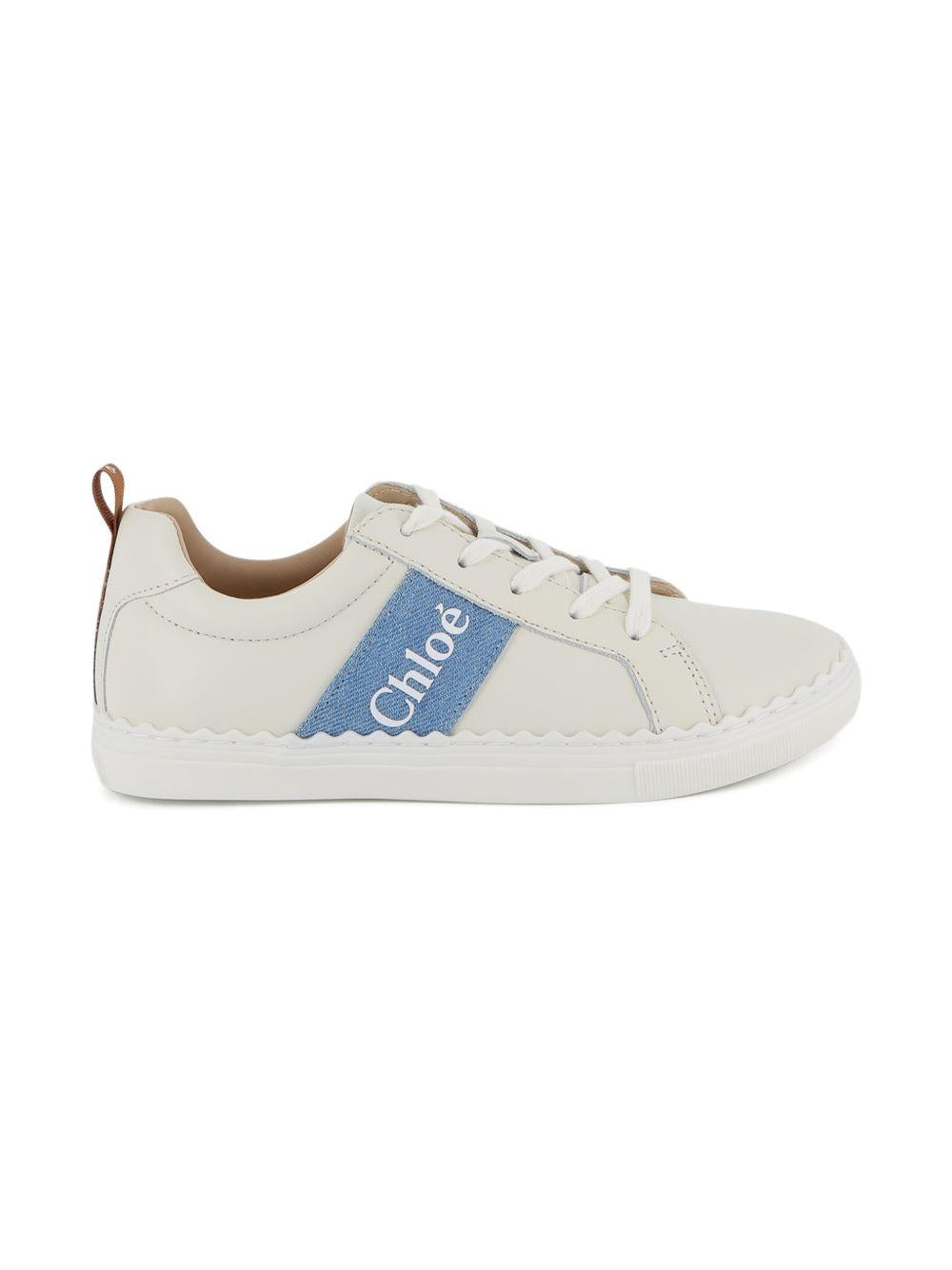 Sneakers per bambina Chloé Kids bianche con toppa con logo C20887 117 CHLOE' KIDS 