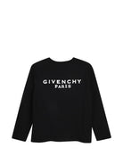 T-shirt per bambini Givenchy Kids nera con logo sul davanti H31415 09B GIVENCHY KIDS 