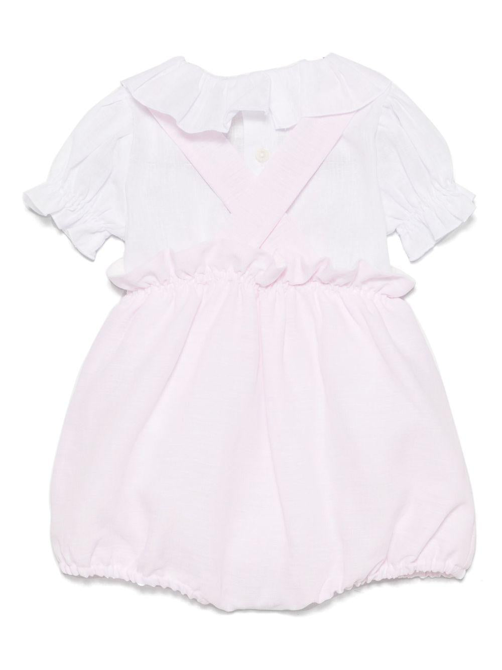 Set top e shorts per neonata La Stupenderia bianco con cinturini con bottone TBCT58 D33 LA STUPENDERIA 