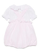 Set top e shorts per neonata La Stupenderia bianco con cinturini con bottone TBCT58 D33 LA STUPENDERIA 