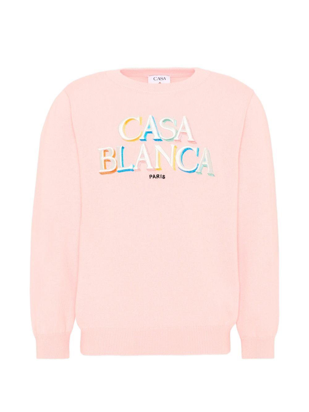 Felpa per bambina Casablanca Kids rosa con ricamo logo KPF26KW151501 STACKED CASABLANCA KIDS 