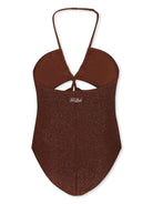 Costume intero per bambina MC2 Saint Barth Kids marrone con dettaglio cut-out KNS0002 01222H MC2 ST. BARTH KIDS 