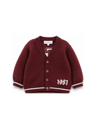 Cardigan per neonato Emporio Armani Kids bordeaux con stampa logo EB001584 AF27314 UA343 EMPORIO ARMANI KIDS 