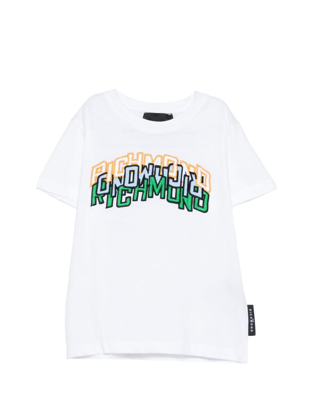 T-shirt per bambino John Richmond Junior bianca con dettaglio logo RBP26042TS WHITE JOHN RICHMOND KIDS 