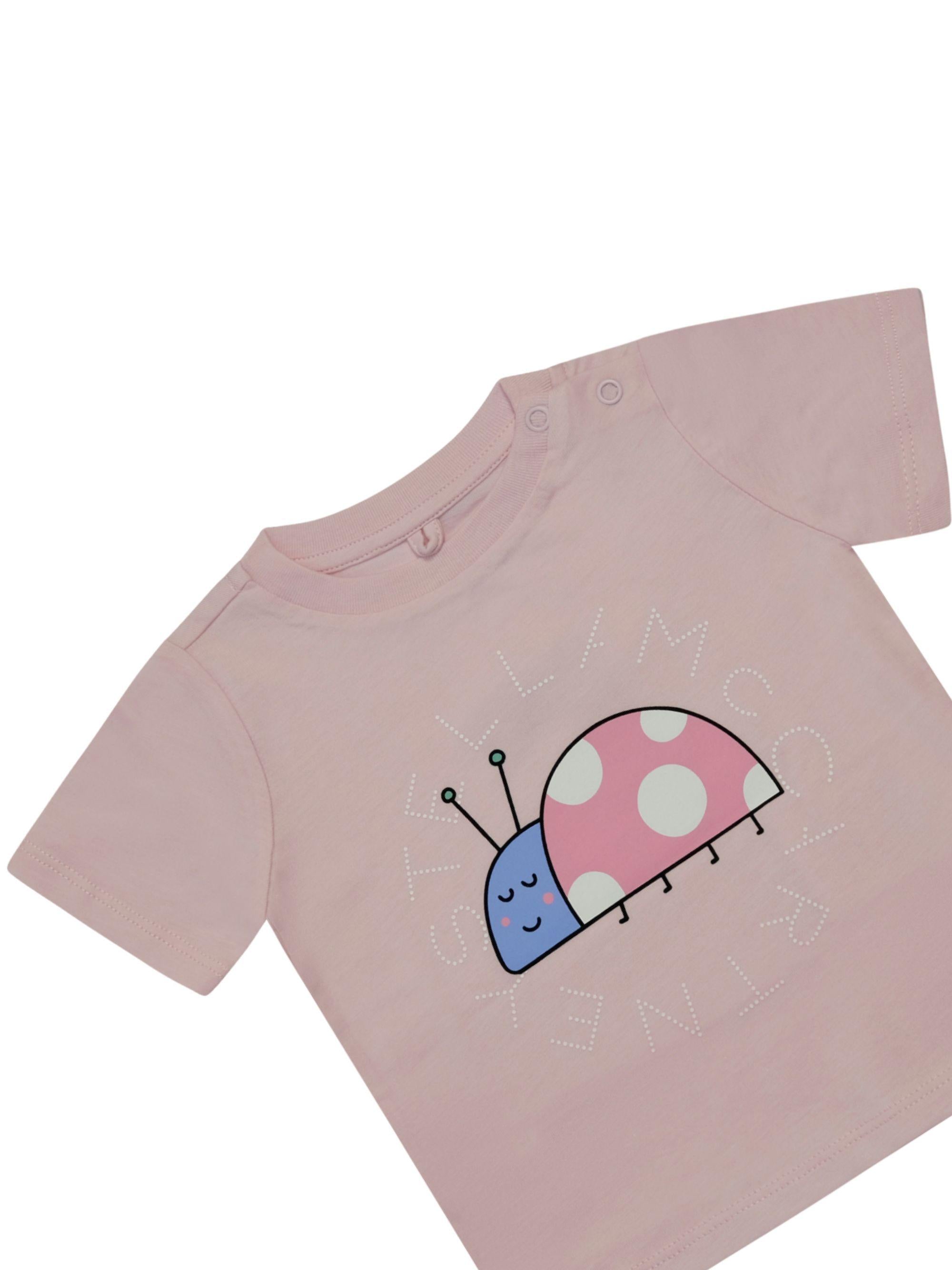 T- shirt per neonata Stella McCartney Kids rosa con stampa grafica sul davanti TY8021 Z0434 51R STELLA McCARTNEY KIDS 