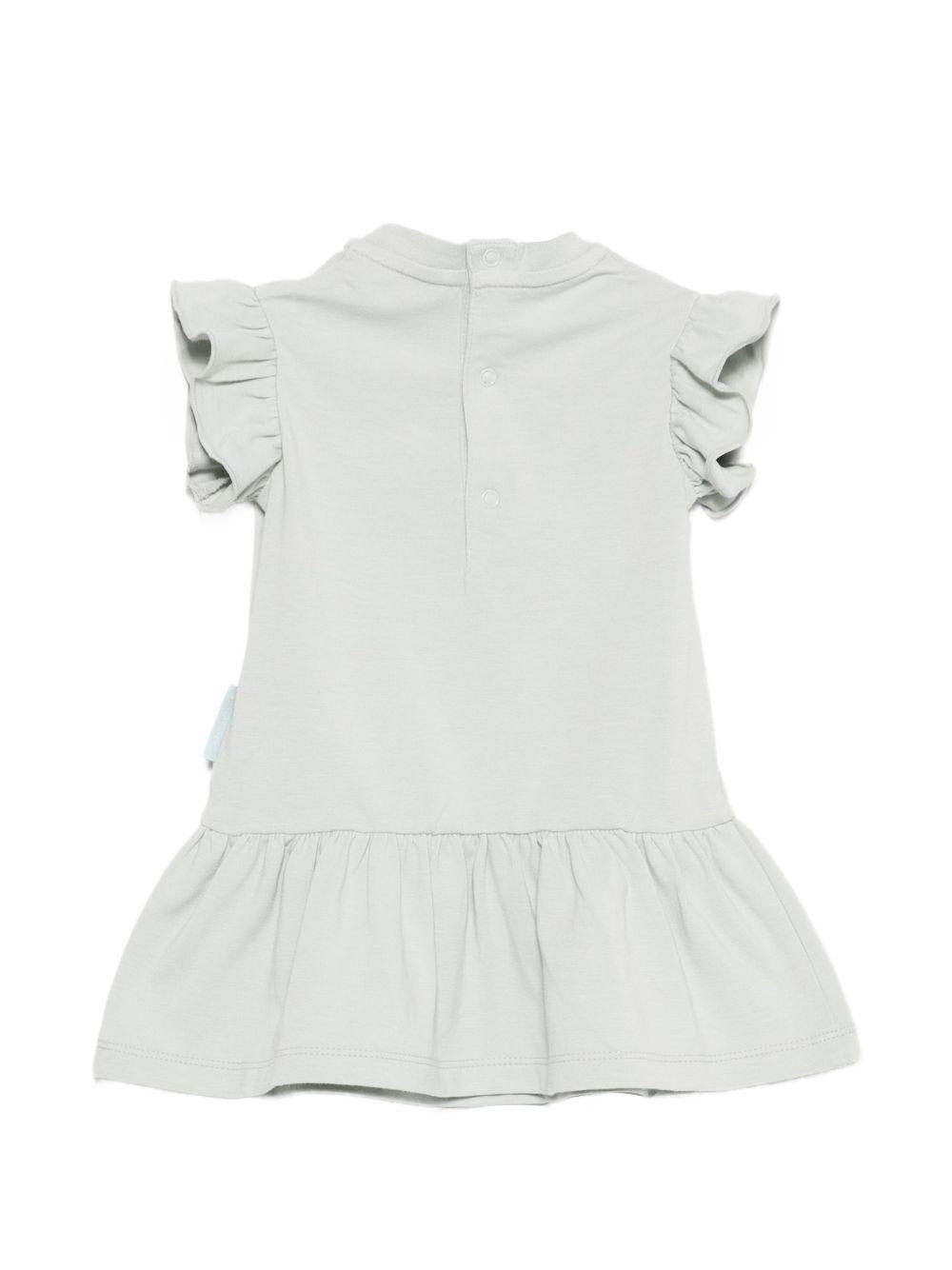 Abito per neonata Moncler Enfant verde con stampa grafica sul davanti L19518I0000289AUM 810 MONCLER KIDS 