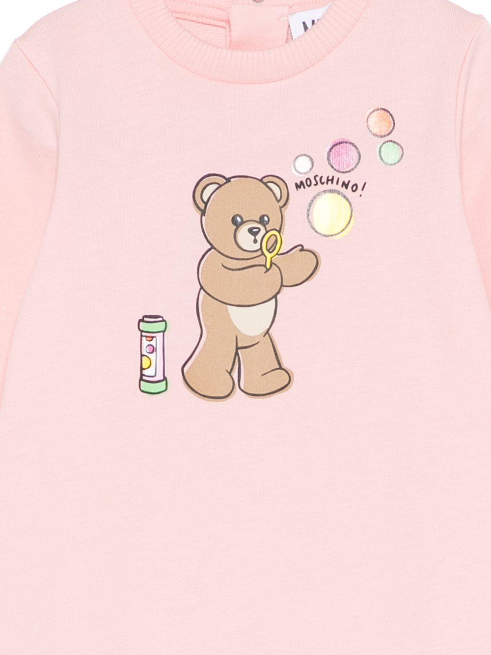 Pigiama per neonata Moschino Kids rosa con stampa grafica Teddy bear MUT04RLCA19 50209 MOSCHINO KIDS 