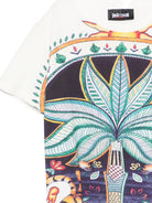 T-shirt per bambino Just Cavalli Kids bianco con stampa grafica JBP26077TS INDIA DIG. ROBERTO CAVALLI KIDS 
