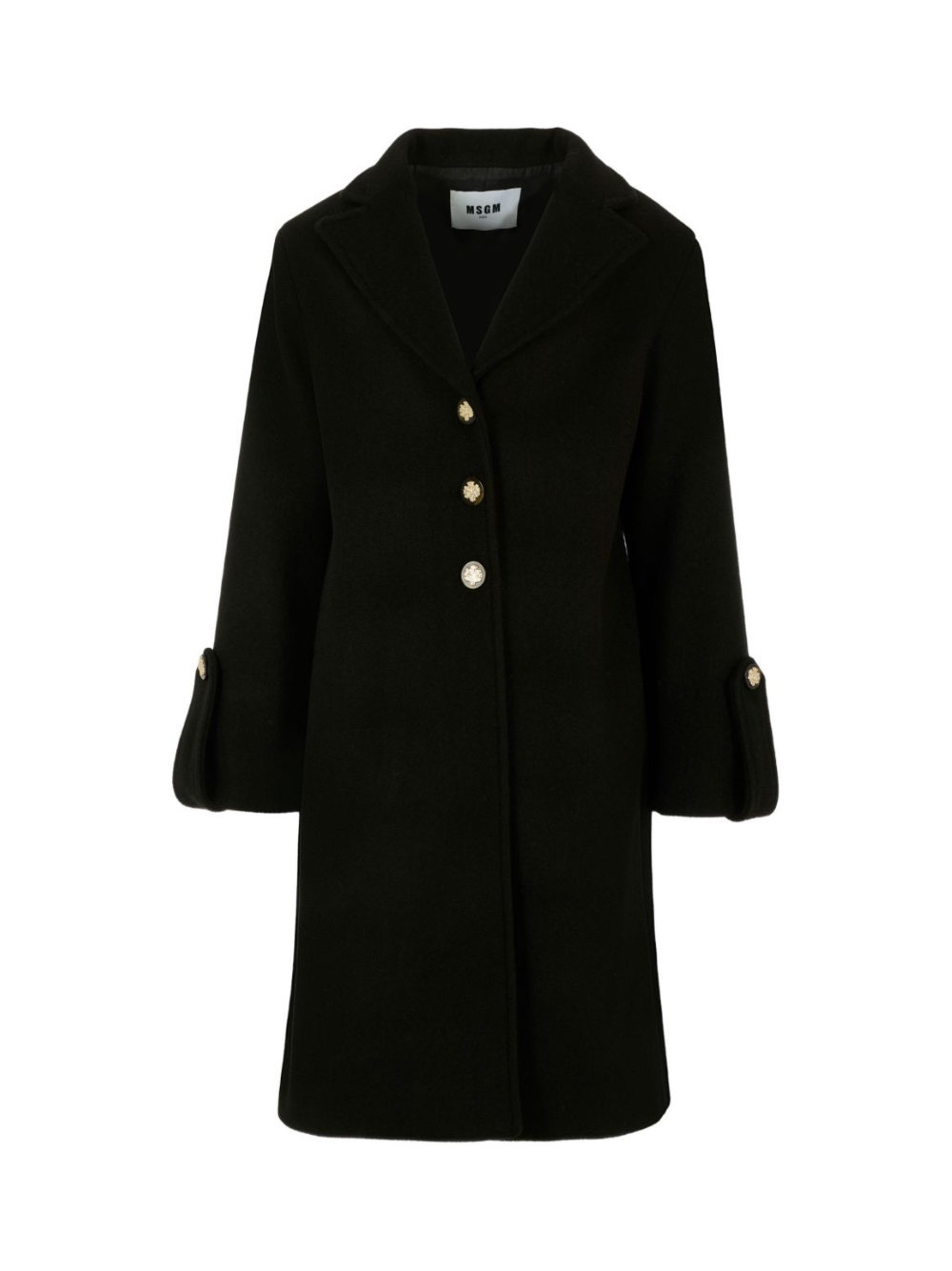 Cappotto per bambina MSGM Kids nero con polsini svasati F5MSJGCO114 110 MSGM KIDS 
