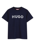 T-shirt per bambino Hugo Kids blu con logo sul davanti G01016 85C Hugo KIDS 