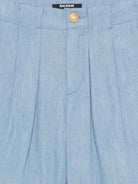 Shorts per bambino Balmain Kids azzurri con bottone color oro BY6R69 P0588 653 BALMAIN KIDS 