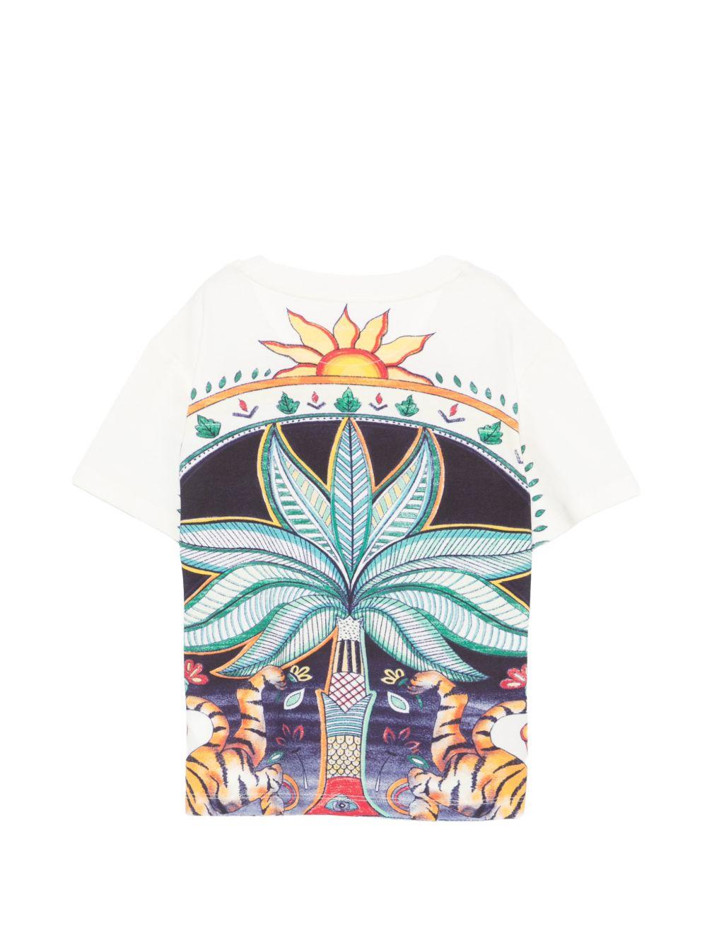 T-shirt per bambino Just Cavalli Kids bianco con stampa grafica JBP26077TS INDIA DIG. ROBERTO CAVALLI KIDS 