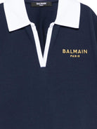 T-shirt per bambina Balmain Kids blu con scollo a V BY8B31 Z3658 617BC BALMAIN KIDS 