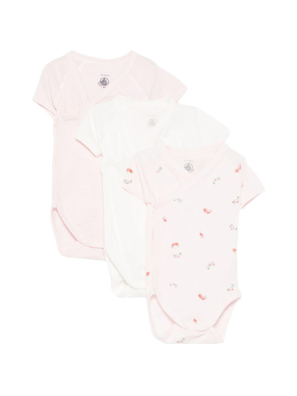 Set di tre tutine per neonata Petit Bateau multicolore con scollo a V A0FAU 00 PETIT BATEAU 