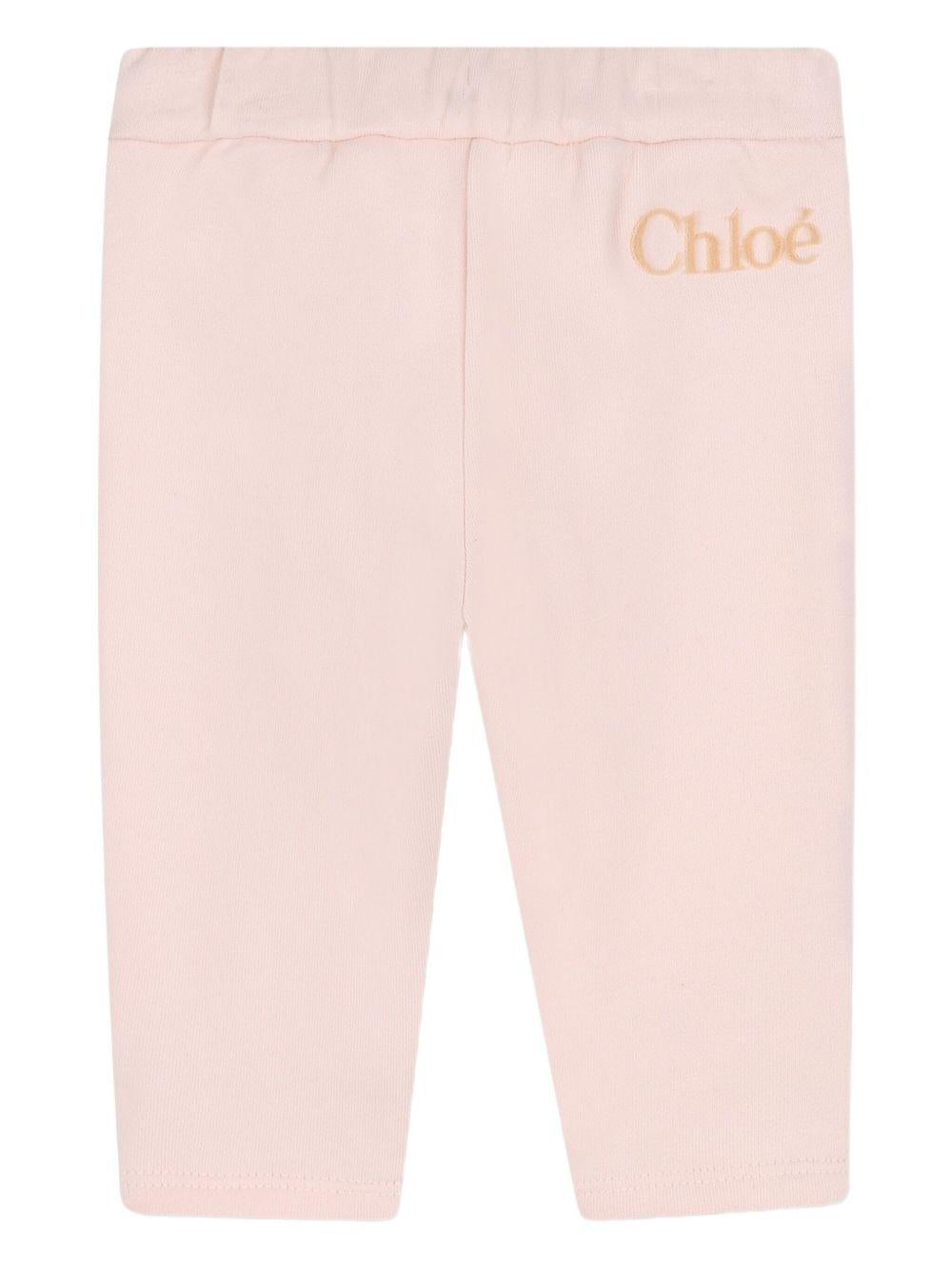 Pantaloni sportivi per neonata Chloé Kids rosa in cotone con vita elasticizzata C20738 46J CHLOE' KIDS 