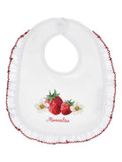 Set tutina bavaglino e cappellino per neonata Monnalisa bianco con stampa fragola 35G514 7084 0099 MONNALISA KIDS 