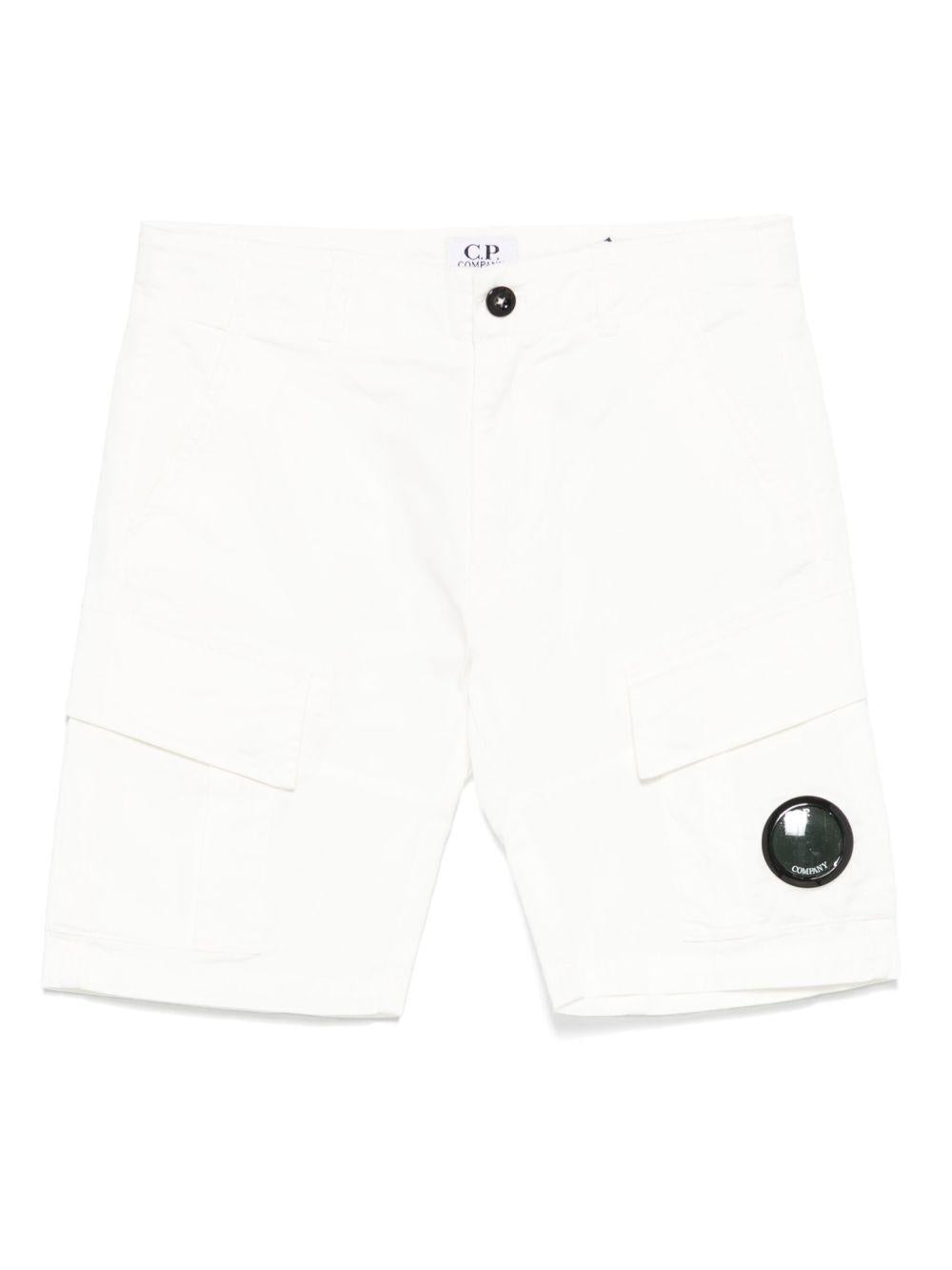 Shorts con applicazione Lens per bambino C.P. Company Kids bianco con zip nascosta CMQ005LRC05 10135 C.P.COMPANY KIDS 