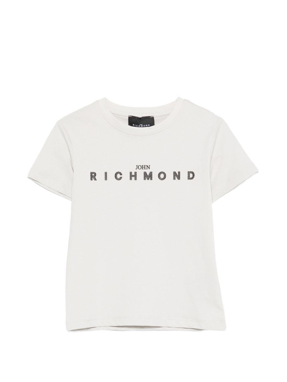 T-shirt per bambino John Richmond Junior bianca con dettaglio logo RBP26008TS BLUE VAPOR JOHN RICHMOND KIDS 