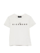 T-shirt per bambino John Richmond Junior bianca con dettaglio logo RBP26008TS BLUE VAPOR JOHN RICHMOND KIDS 
