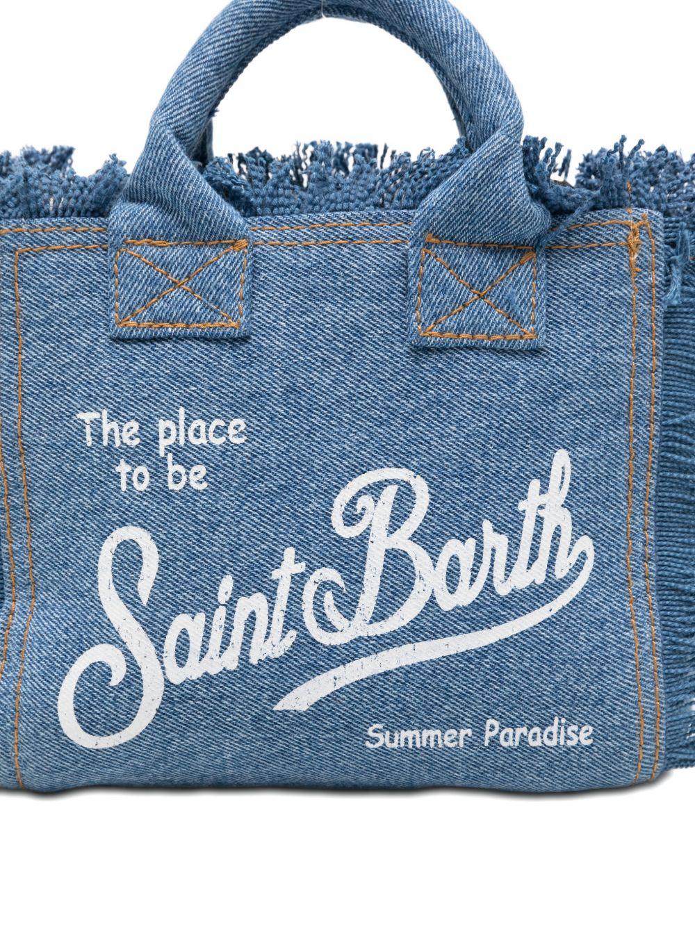 Borsa Vanity Mini MC2 Saint Barth denim con dettaglio frange VAMI001 00009L MC2 ST. BARTH KIDS 