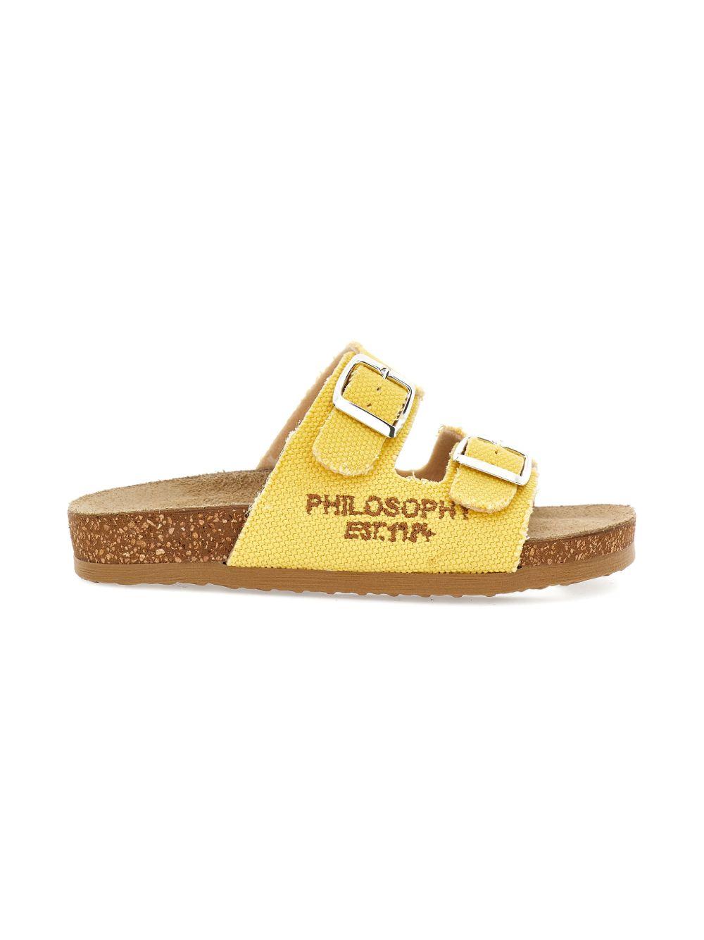 Ciabatte per bambina Philosophy di Lorenzo Serafini Kids gialle con logo sui lati I8G007 7717 0014 PHILOSOPHY KIDS 