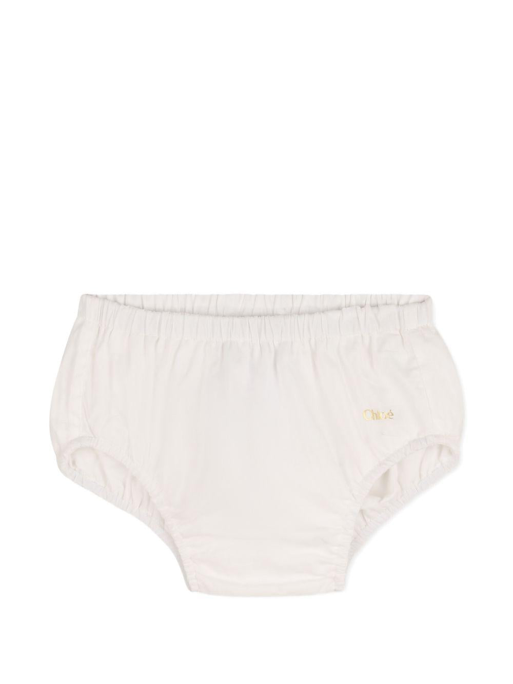 Set abito, coulotte e capellino per neonata Chloé Kids bianco con finiture in pizzo C20935 117 CHLOE' KIDS 